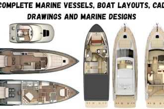design marine vessels, boat cad drawings, layouts and construction plans