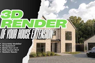create a realistic 3d render of your house extension