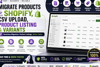 migrate products to shopify, CSV import upload, product listing and variants