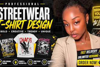 create custom streetwear tshirt design graphic tee edgy apparel design