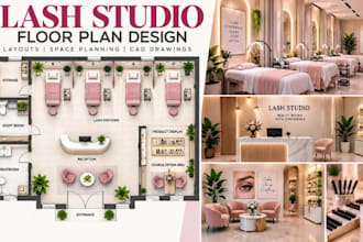 design lash studio floor plans, eyelash extension layouts, salon cad drawings