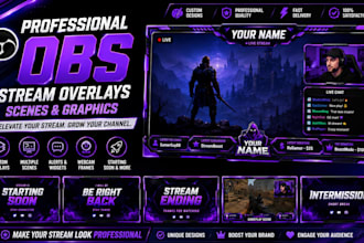 design professional obs stream overlays, scenes, and graphics for your channel