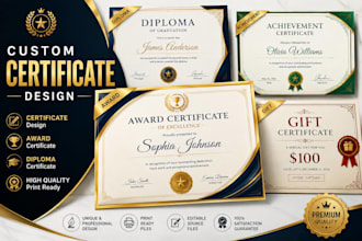 design editable diploma certificate, award certificate college certificate