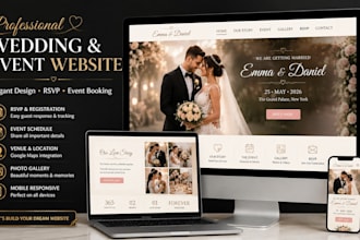 design a wedding and event planner website with rsvp and booking