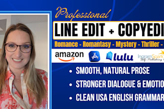 line edit, copy edit romance, romantasy, cozy mystery, thriller, ya fiction edti