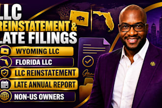reinstate wyoming or florida llc and file late annual report for non US resident