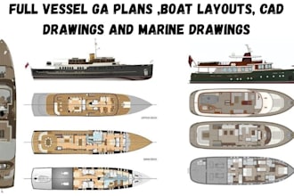 create vessel ga plans, boat layouts, cad drawings and marine designs
