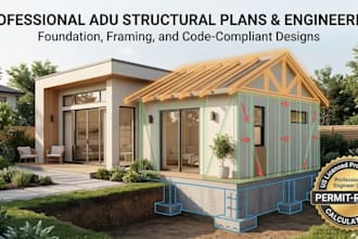 provide adu structural engineering foundation plan roof framing and calcs