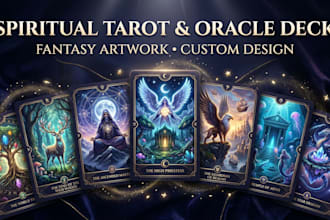 create a spiritual tarot or oracle card deck with fantasy artwork