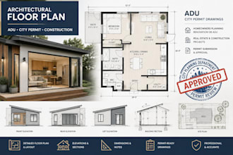adu garage conversion, home addition and city permit drawings