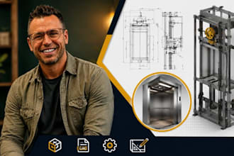 elevator cad, elevator manufacturing drawing, component design solidworks expert