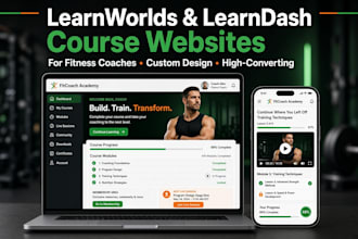 design a learnworlds or learndash online course website for fitness coaches page