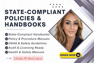 write US state compliant employee handbook and policy manual