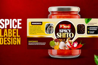 design spice jar label, BBQ rub bottle label, seasoning and food packaging