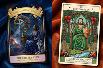 draw tarot cards and oracle cards as digital art