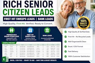provide rich quality senior citizen leads, first hit sweeps leads, bank leads
