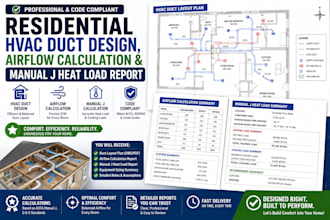 residential hvac duct design, airflow calculation and manual j heat load report