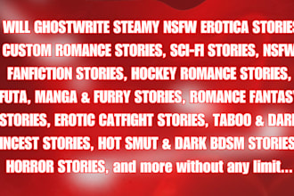 write nsfw erotica fanfiction romance dark incest futa catfight stories for you