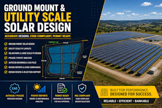 ground mount solar pv system design, solar farm, utility scale pv layouts design