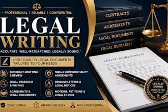 be your lawyer for legal writing, legal consulting, legal advice, and paralegal