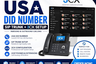 set up USA did number ,sip trunk and 3cx voip