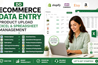 do ecommerce data entry product upload excel and spreadsheet management