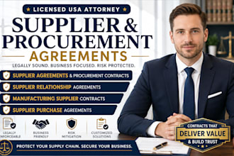draft comprehensive supplier purchase agreements as a US attorney