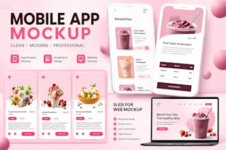 design clean mobile app mockup demo app screenshot design, website mockup design