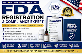 handle fda registration, US agent, product listing and compliance