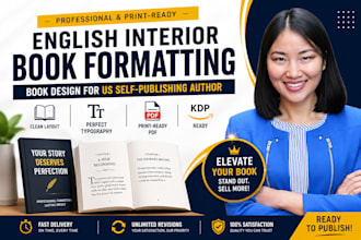 english interior book formatting, book design for US self publishing author