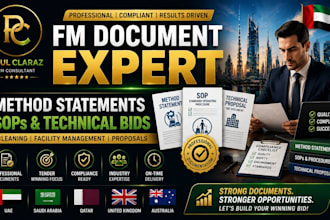 create cleaning fm method statements, sops, technical bids and proposals