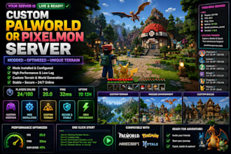 create a custom nitrado palworld or pixelmon server with mod installation