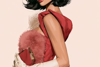 draw a fashion illustration, sketch, portrait