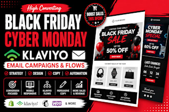 create black friday cyber monday klaviyo email  campaigns flows email newsletter
