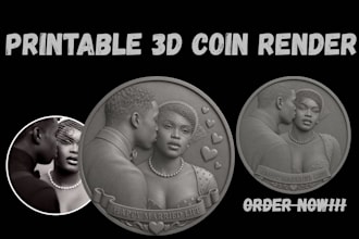 sculpt printable 3d coin model, bas relief medallion and custom coin