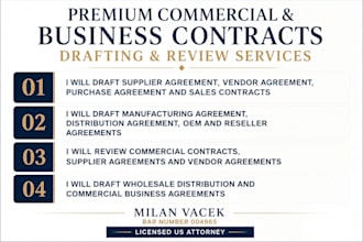 draft ironclad vendor, supplier, purchase, and sales agreements as US attorney