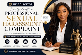 be your UK solicitor, draft sexual harassment complaint