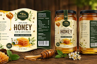 design custom food label, product label, supplement, sauce, bottle and jar label