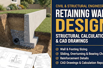 design retaining walls with structural calculations and cad drawings