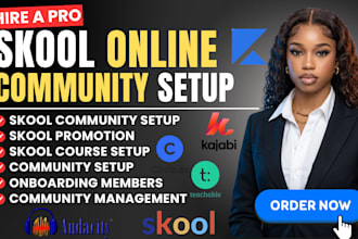 setup skool online community skool online course, skool promotion, online course