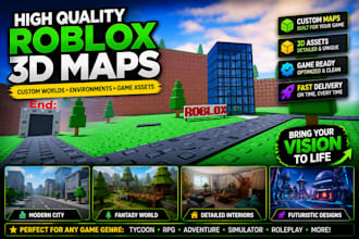 create roblox 3d maps, lobby, simulator map environments and game assets