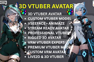 model 3d vtuber avatar for vseeface, warudo, animaze
