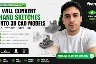 convert hand sketch drawing image into 3d cad model solidworks step stl