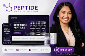 design wordpress peptide website, peptide research, peptide woocommerce store