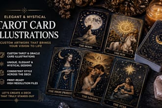 create elegant and mystical tarot card illustrations