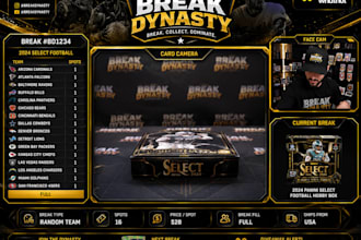 design custom whatnot scoreboards and card break boards for live streams