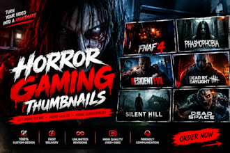 design horror thumbnail, terrifying horror gaming thumbnails for youtube