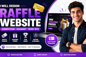 design raffle website, competition website, giveaway and raffle ticket site
