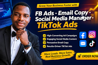 run fb ads email copy social media manager and also manage tiktok ads