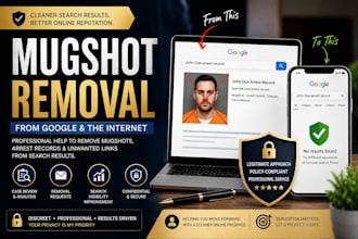 assist with mugshot removal from google and online search results